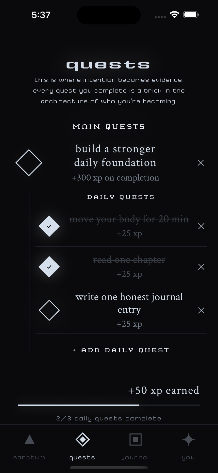 Ascend Soul daily quests screen.