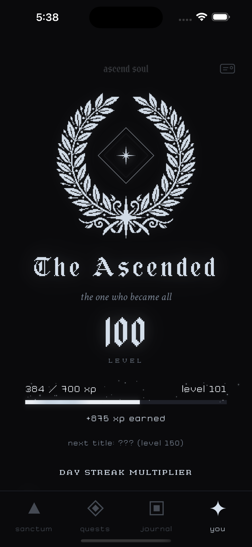 Ascend Soul The Ascended title at level 100.